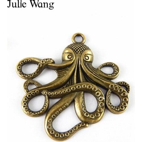 Julie Wang 3pcs Alloy Antique Bronze Octopus Charms Necklace Pendants Earrings Findings Jewelry Making Accessory