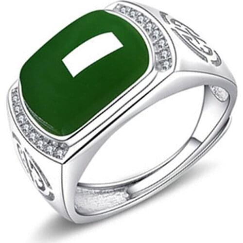 Chinese Natural Jade Green Hand-carved Water Drop Ring Fashion Boutique Jewelry Pink Agate Ring Popular Gift Opening Adjustable