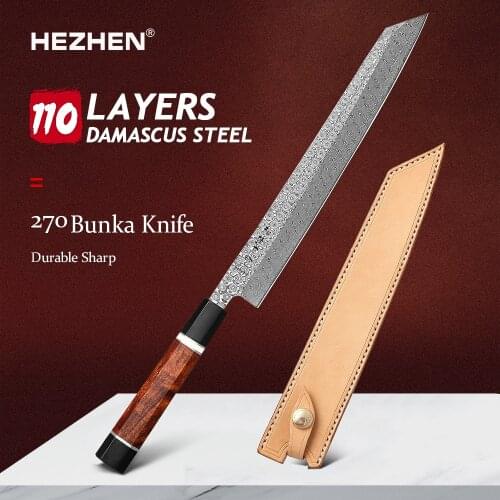 HEZHEN Sashimi Knife Kitchen Yanagiba Japanese Chef Sushi Filleting Damascus Steel Cooking Tools