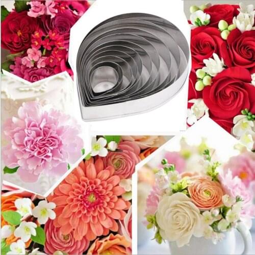 10pcs Stainless Steel Metal Fondant Cake Mold Rose Petal Cookie Cutter K997