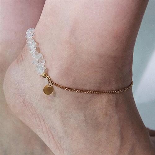 Fashion Crystal Stone Sequins Anklet Set for Women Vintage Beach Statement Anklets Boho Party Summer Foot Jewelry