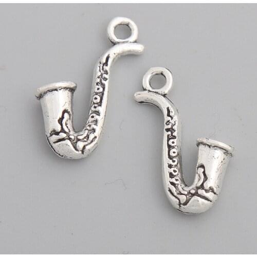 RAINXTAR Fashion Alloy 20pcs Music Instrument Sax Charms 10*22mm AAC1462
