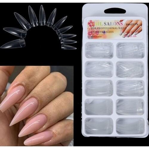 100Pcs/Box Square Short Fake Nails Art Ballerina Coffin False Nail Tips French Stiletto Acrylic Manicure DIY Tools Half Style