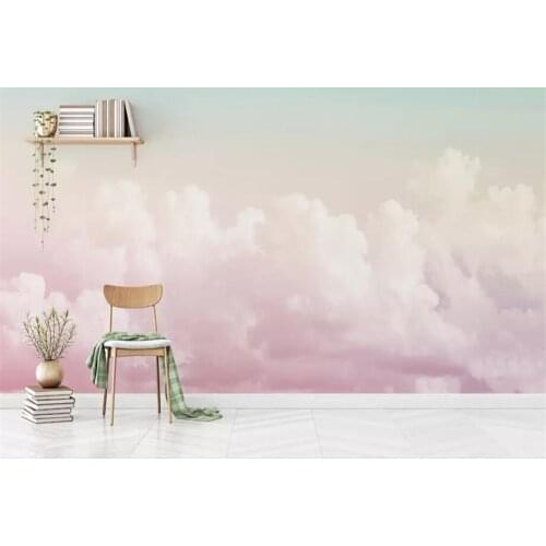 Beibehang Custom wallpaper mural Pink sky clouds television background Child girl room decoration wall 3d wallpaper