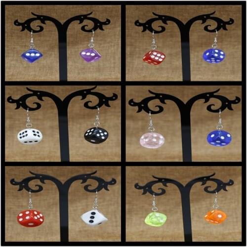 2020 New Fashion Fun Casino Dice Pendant Earrings Plastic Candy Color Earrings Gift Jewelry