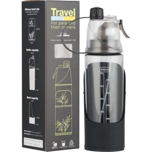 Portable Human Dog Sports Water Bottle BPA-Free Water Dispenser with Removable Pet Bowl Travel E2S