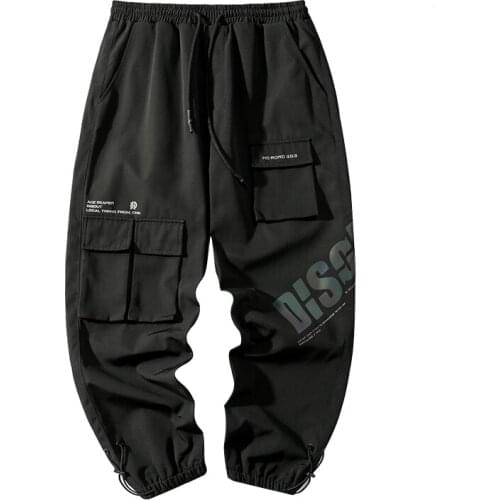 Oversize Casual Cargo Trousers Korean Hip Hop Reflective Letters Harem Pants Plus Size Baggy Joggers Men Clothes Streetwear