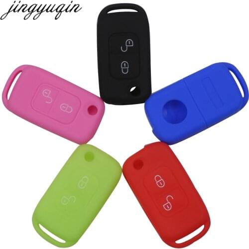 Jingyuqin Silicone Cover For Mercedes Benz SLK E113 A C E S W168 W202 W203 Flip Folding Car Remote Key Fob Case 2 Button