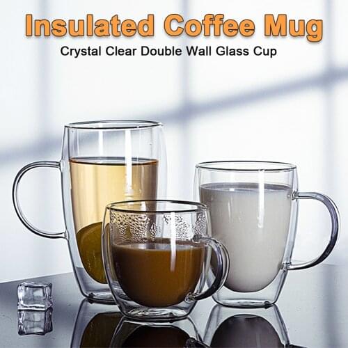 Double Wall Glass Tea Coffee Cups Heat-Resistant Clear Thermo Mug 350ml 450ml Mugs Handle Beverage Glasses Heat Resistant Cups