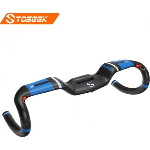 TOSEEK Full Carbon Fiber Handlebar Bent Bar Road Bicycle Handlebar UD Matte Broken Wind Bent Bars 31.8*400/420/440mm Blue