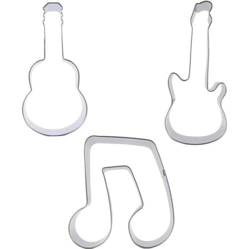 Cello, Electric Guitar, Slur shape 3 piece biscuit cutting molds, baking tools, cake decorating soft candy tools
