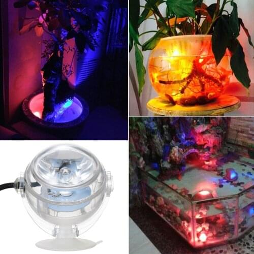 Waterproof Aquarium LED Lighting Spotlight Submersible Light Convex Lens Design with Suction Cup Fish Tank Decorative