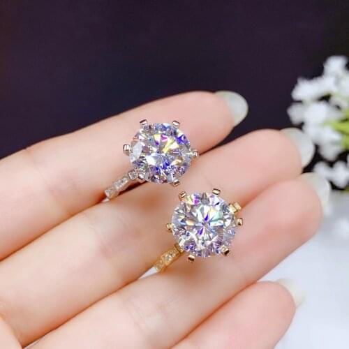 Luxury 11x11mm size crackling moissanite ring for women jewelry engagement ring for wedding 925 silver ring birthday gift love