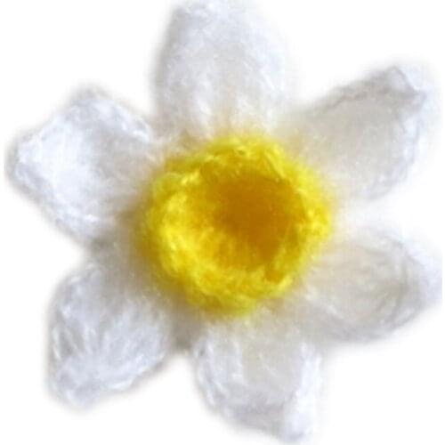 12pcs pack handmade 1-1/3 inch Crochet Narcissus Flower 12 colors mohair-like acrylic yarn mix color available DIY accessories