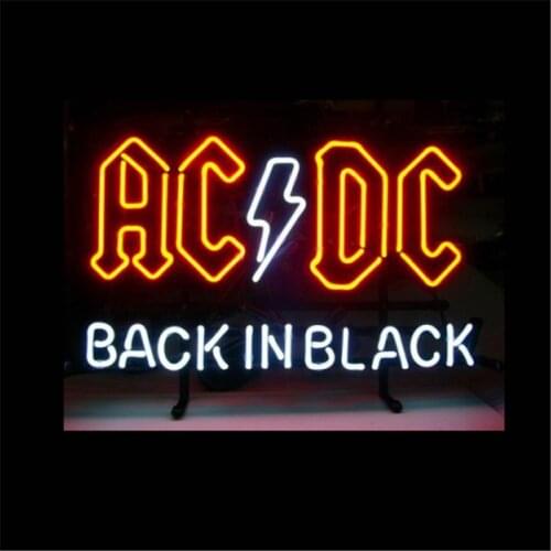 17*14" AC DC BACK IN BLACK outdoor NEON SIGN Signboard REAL GLASS BEER BAR PUB Billiards store display Restaurant Shop Signs