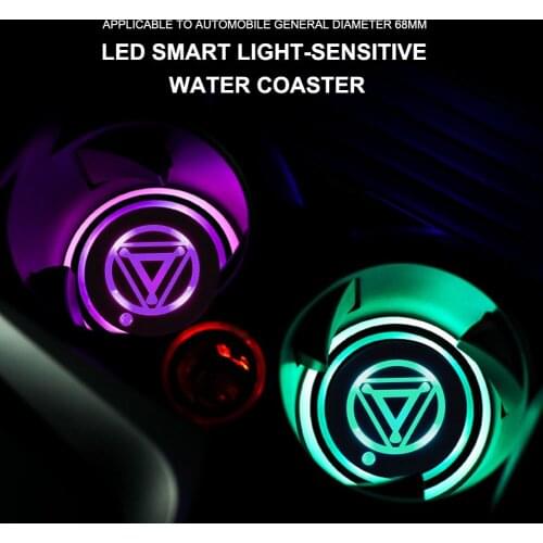 2Pcs LED Car Cup Coaster 7 colors Usb Car Cup Holder Rechargeable Drink Beverage Holder Pad Ambient Light Interior Accessories