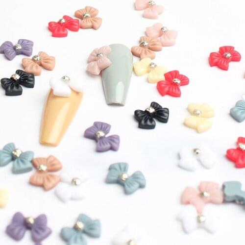 3D Nail Charms 12 Colors of 500pcs Resin & Alloy Rhinestones Nail Art Decoration Bow Flower DIY for Nails & Cell Phones-BH000348