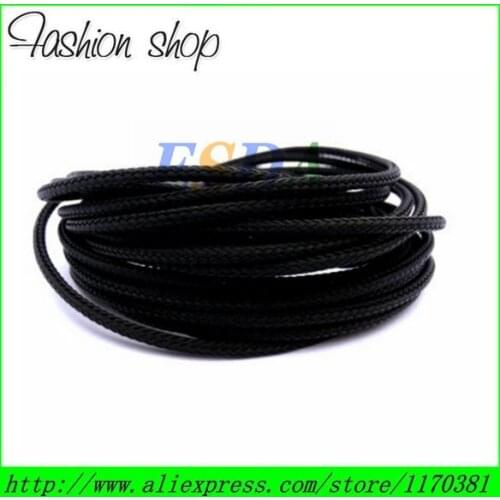 50M/ Lot Flexible 3mm Black Tight Braided Round PET Expandable Sleeving