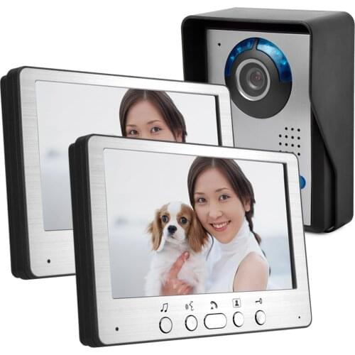 7 Inch Wired Video Door Phone Intercom System With 2 Indoor Monitor
