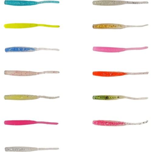 BassLegnd- Rock Bottom Fishing Floating Soft Plastic Mini Grubs Tiny Shining Worms Bass Pike Trout Perch 50mm/0.5g 15 pcs