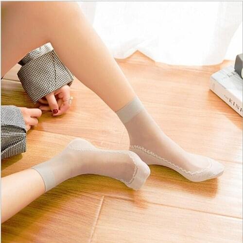 Free Shipping Summer bamboo female Short Socks Womens socks Thin Crystal Transparent Silk Socks Girl Ankle Sox