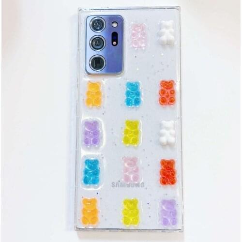3D Candy Gummy Bear Glitter Clear Phone Case For Samsung Galaxy A52 A72 A42 A32 A12 A71 A51 A41 A31 A70 A50 A40 A30 A20