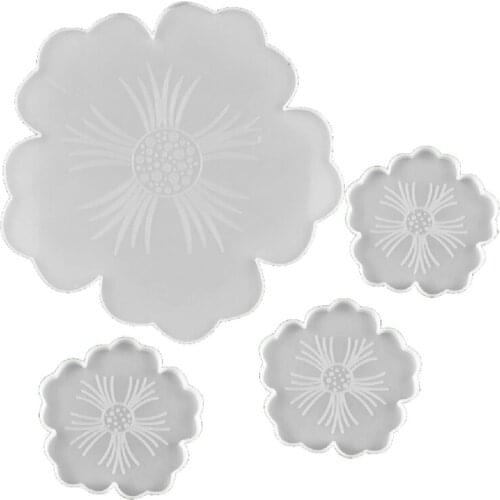 Large Flower Shape Resin Coaster Molds DIY Silicone Tray for fruit Cup Geode Agate Platter Epoxy Resin Molds Art Crafts