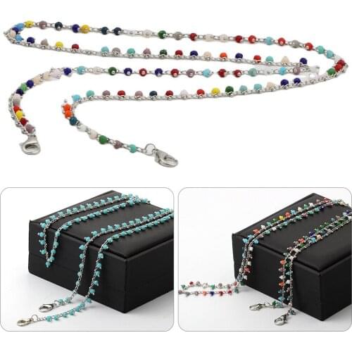 1pcs Fashion Eyeglasses Necklace Holder Handmade Mini Beaded Long Chain Hanging Neck Sunglasses Cord Strap Necklace For Women
