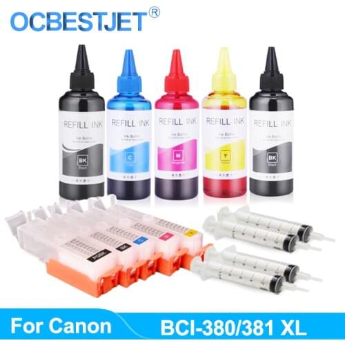 Refill Ink Kit For BCI-380 381XL Ink Cartridge For Canon PIXMA TS6130 TR8530 TR7530 TS6230 TR9530 TS8130 TS8230 Inkjet Printer