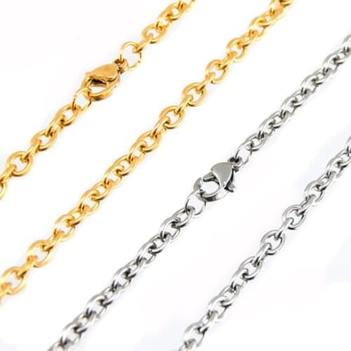 100% Stainless Steel 4/6/8mm Big Rolo Chain Steel/Gold Color O Choker Chain Long Bulk Women Floating Locket Cable Wholesale 5pcs