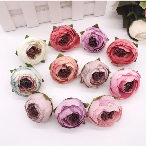 Cheap 10pieces Silk Camellia Flower Heads Artificial tea Rose Flower For home Wedding Decoration DIY Scrapbooking Fake Flowers