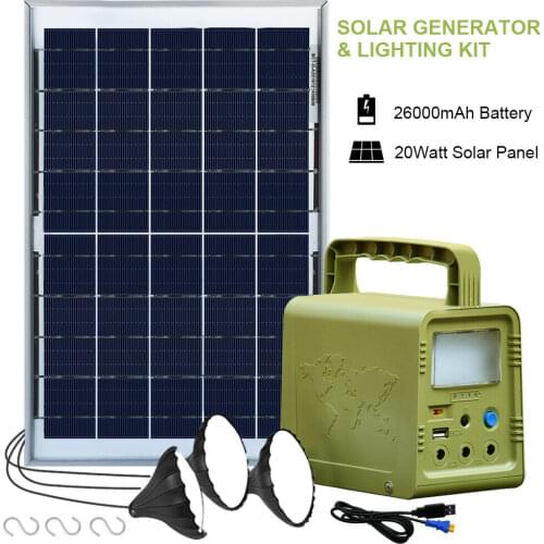 ECO-WORTHY Solar Panel Power Generator Kit, Portable Power Station with 3 Bulbs