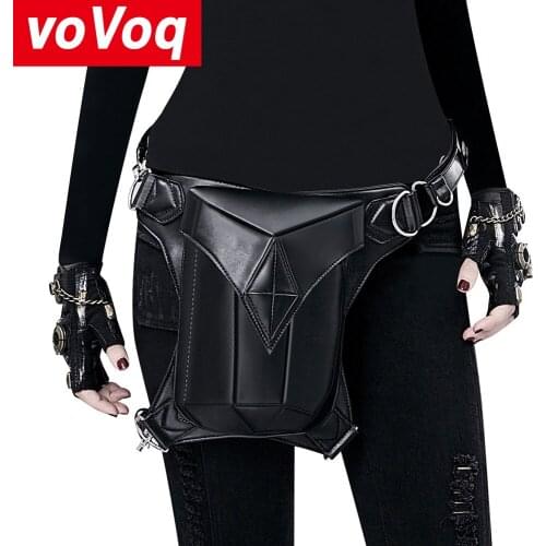 Hot Steampunk Retro Womens Shoulder Bag Luxury Leather Streetwear Travel Mens Multifunctional Stitching Motorcycle Waist Bag