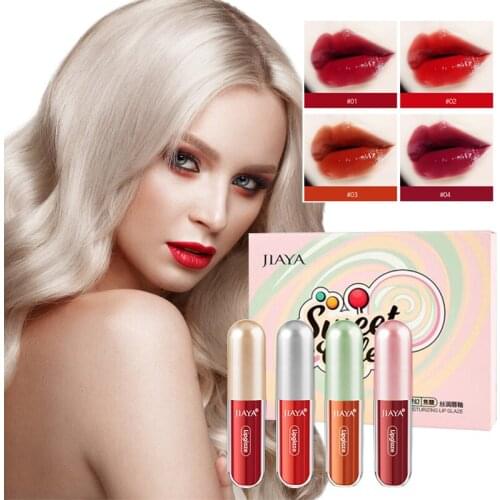 4 Colors Crystal Lip Glaze Caramel Silk Moisturizing Long-lasting Lovely Lipstick Hot Pot Milk Tea Chocolate Style Make Up TSLM1