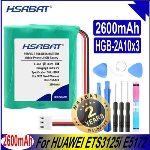 HSABAT HGB-2A10x3 HGB-15AAx3 2600mAh Battery for HUAWEI 5623 Fixed Wireless Phone ETS3125i E5172 ETS5623 2222+515H E5172s-515