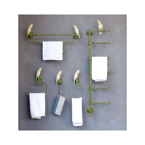 American country rural retro nostalgic parrot shape bathroom decoration hook rotating towel rack wall hanging