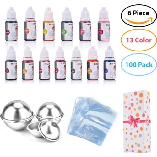 119pcs/set--13 Colors Liquid Soap Dye+6 pcs Bath Bomb Mold+100 pcs Opp Bags Food Grade Liquid Bath Bombs Dye DIY Soap Making Kit