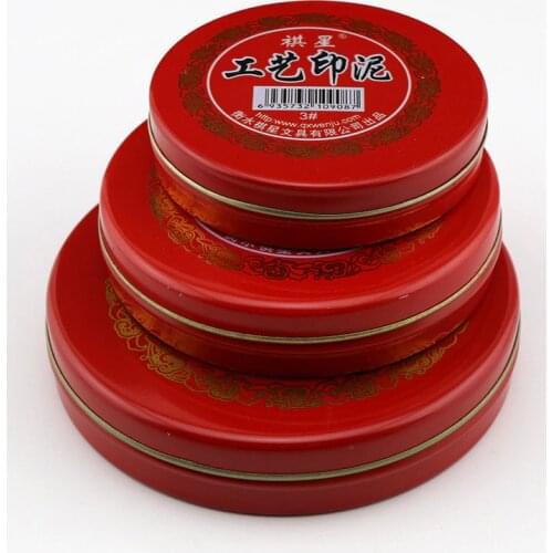 Red Craft Ink Office Stamp Dedicated Round Iron Box Cloth Quick Dry Ink Pad