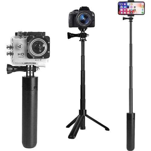 3-in-1 Telescoping Selfie Stick Monopod Pole Handheld GripTripod Stand for GoPro Hero 8 7 6 5 4 Fusion Session Camera Phone