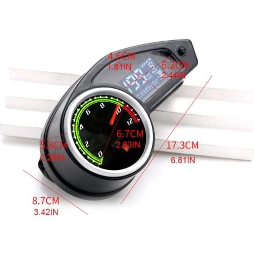 Motorbike External Dashboard Water Thermometer Fuel Meter with Digtal Display Screen Digtal Speedometer