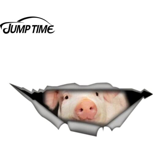 Jump Time 13cm x 4.8cm Pig sticker car decal 3D Pet Graphic Vinyl Decal Car Window Laptop Aniaml Car Stickers