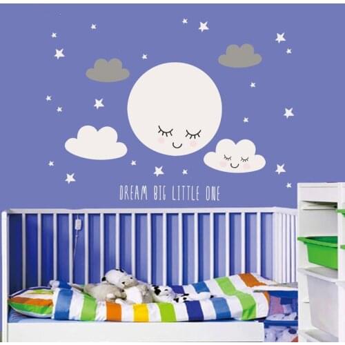 Smiley stars white cloud decal Cartoon Wall Stickers for kids rooms Home bedroom decoration stickers Baby mural wallpaper