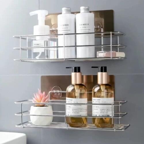 Wall-mounted Bathroom Storage Shelf Kitchen Spice Shelf Punch-free Shower Toiletries Organizer Rack
