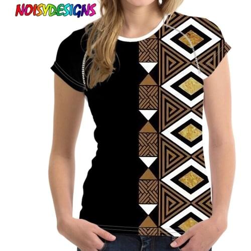 NOISYDESIGNS 2021 New Black Women T Shirt Vogue Tops Shirt O-neck Tees Girls Bogolan Tradition Creativity Retro Tshirts Femme