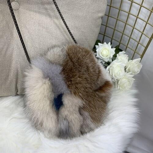 2020 New Fashion Real Fox Fur Bag Women Fashion Round Shoulder Bag Plush Bags Soft Fur Bag