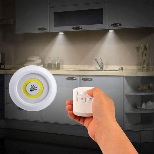 NEW Wireless Dimmable Under Cabinet Lights with Remote Battery Operated Closets LED Light for Kitchen Wardrobe Bathroom Lighting