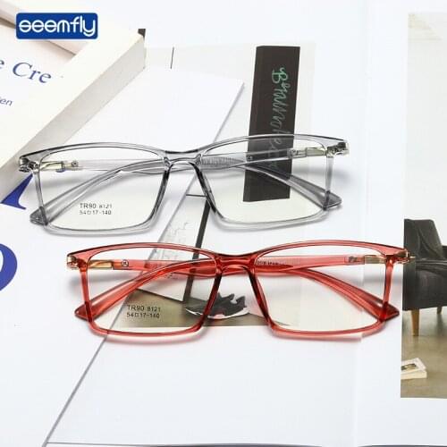 Seemfly Classic Square Glasses Frame Ultralight Comfort Vintage Spectacles TR90 Transparent Color Frame Optical Glasses Unisex