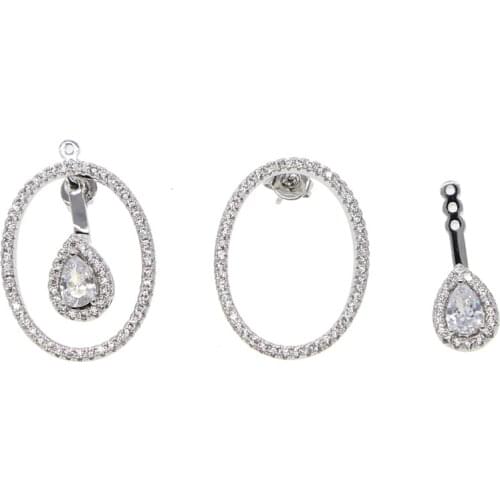 Oval waterdrop cubic zirconia micro pave cz geometric earrings for women 2019 fashion gorgeous women earring jewelry