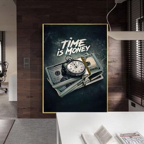 Retro Posters and Prints Time is Money Art Canvas Painting Wall Art Nordic Modern Home Decor For Living Room