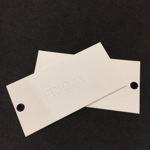 Custom Price Tag 10x5cm Embossed Logo Paper Garment Label For Clothes